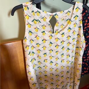 White Lemon Print Sleeveless Top